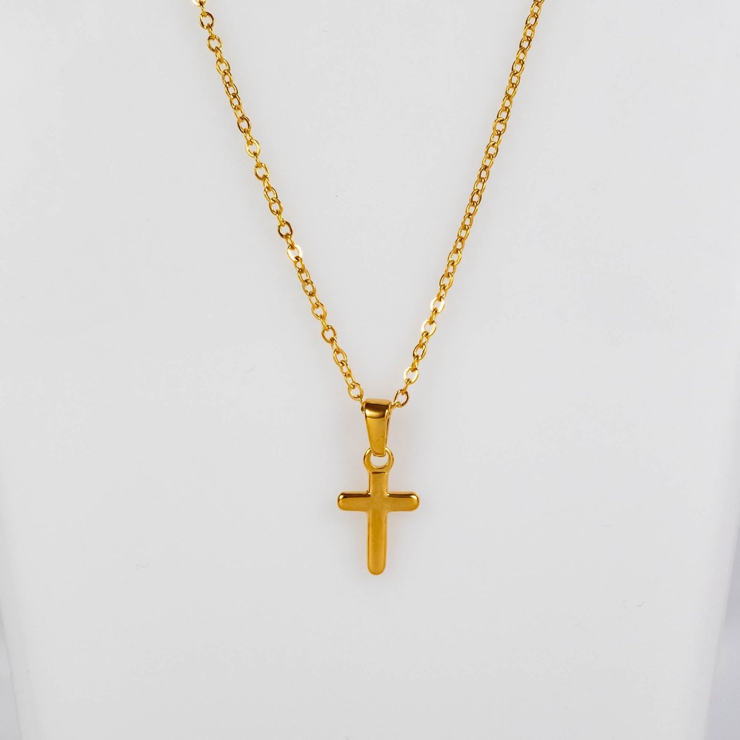 Wholesale 10Pcs 16mm Gold Cross Gothic Steel Pendant Chain Necklace