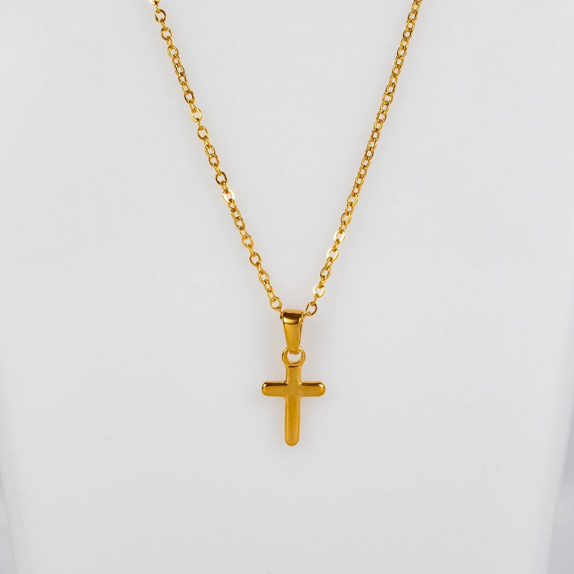 Wholesale 10Pcs 16mm Gold Cross Gothic Steel Pendant Chain Necklace