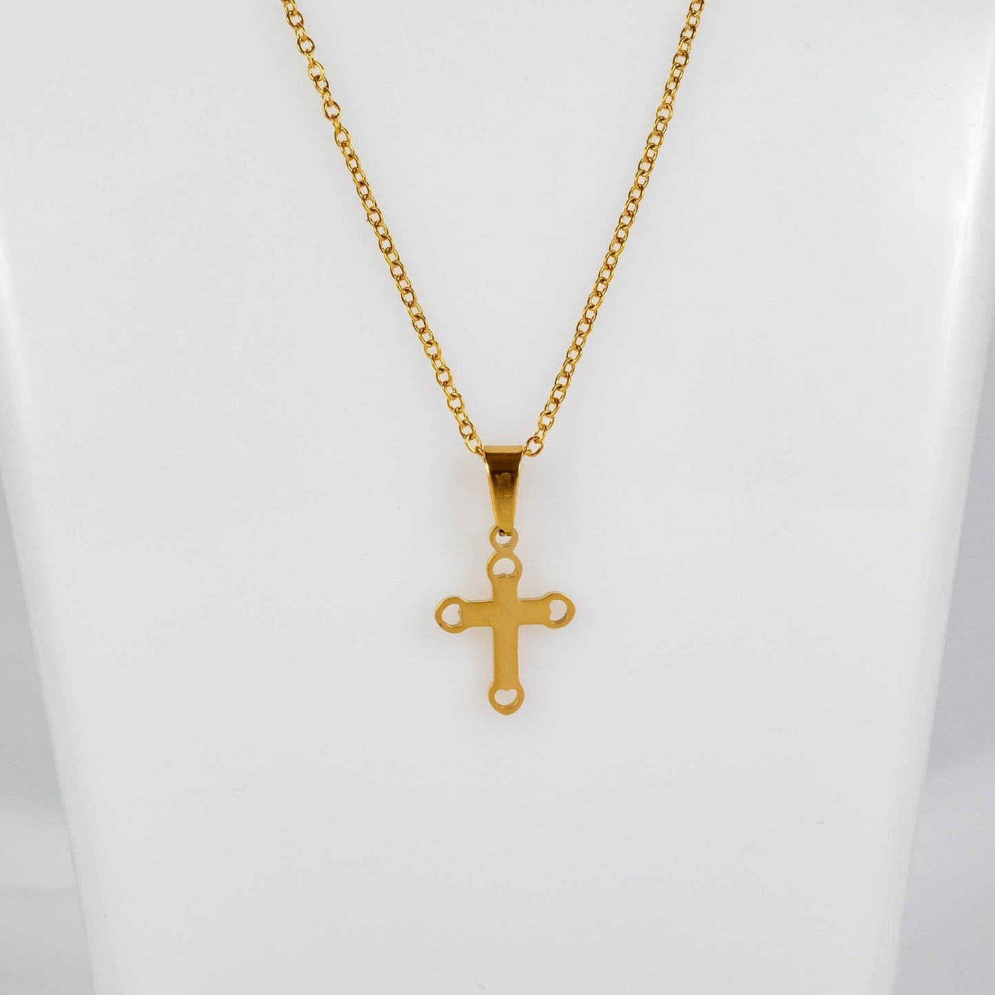 Wholesale 10Pcs 19mm Gold Cross Gothic Steel Pendant Chain Necklace