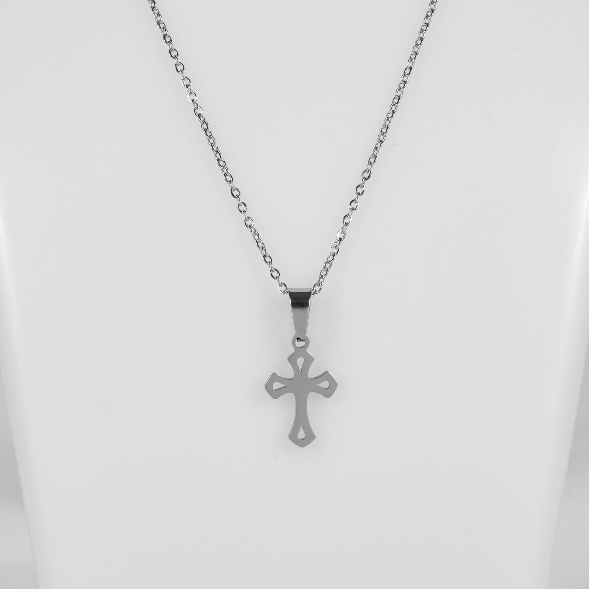 Wholesale 10Pcs 19mm Silver Cross Gothic Steel Pendant Chain Necklace