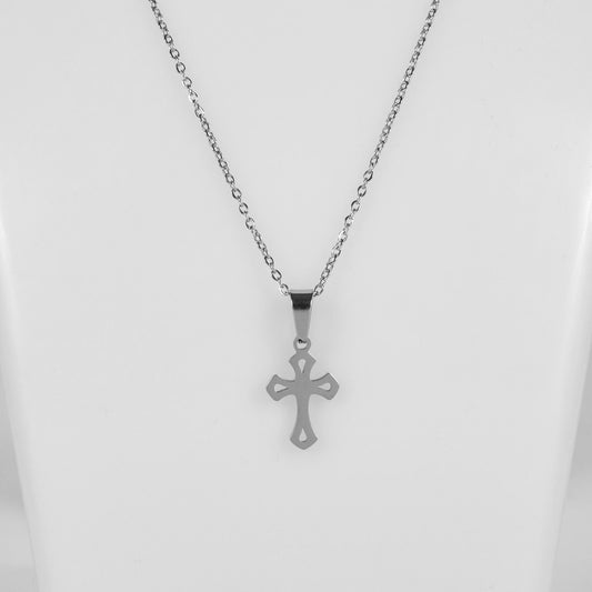 Wholesale 10Pcs 19mm Silver Cross Gothic Steel Pendant Chain Necklace