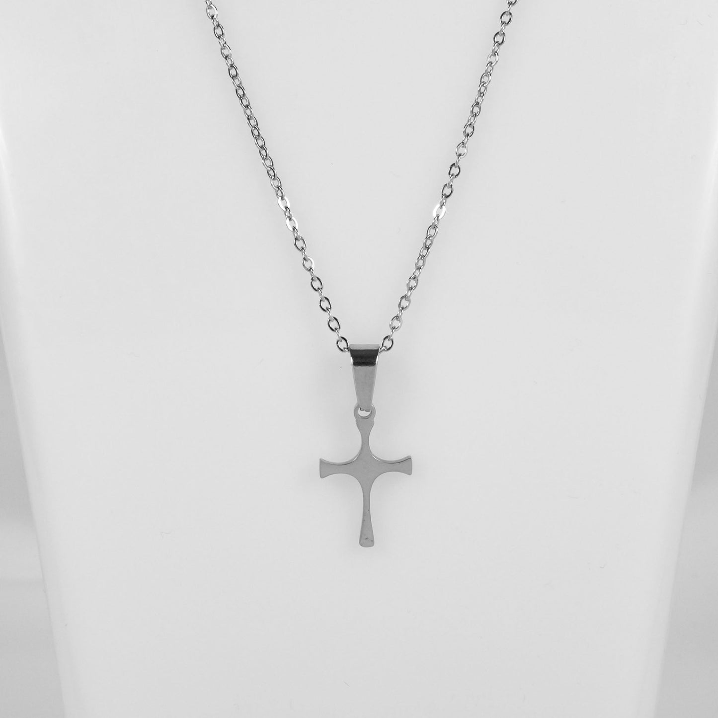 Wholesale 10Pcs 20mm Silver Iona Cross Gothic Steel Pendant Chain Necklace