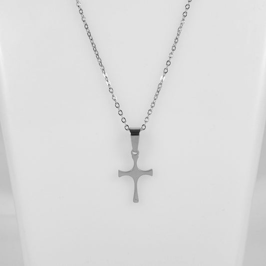 Wholesale 10Pcs 20mm Silver Iona Cross Gothic Steel Pendant Chain Necklace