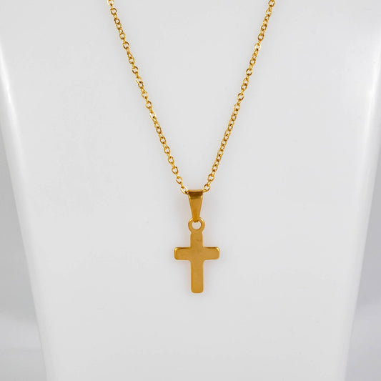 Wholesale 10Pcs 21mm Gold Cross Gothic Steel Pendant Chain Necklace