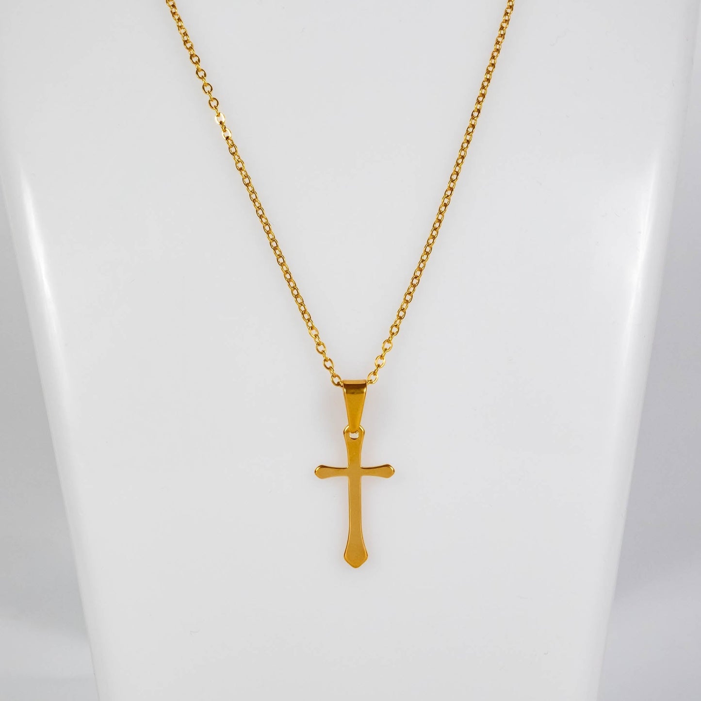 Wholesale 10Pcs 24mm Gold Cross Gothic Steel Pendant Chain Necklace