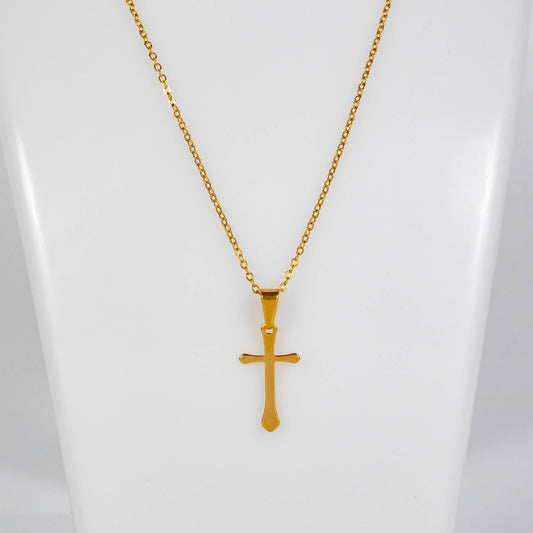 Wholesale 10Pcs 24mm Gold Cross Gothic Steel Pendant Chain Necklace