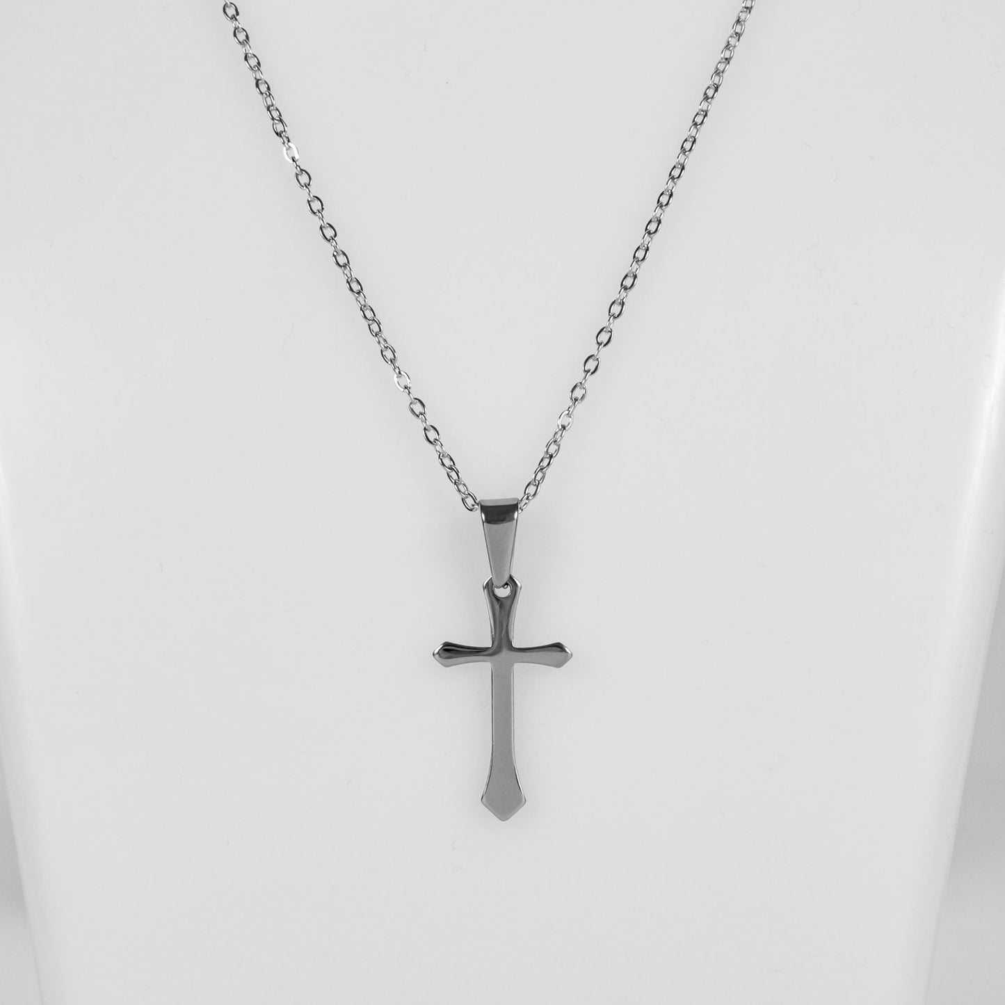 Wholesale 10Pcs 24mm Silver Cross Gothic Steel Pendant Chain Necklace