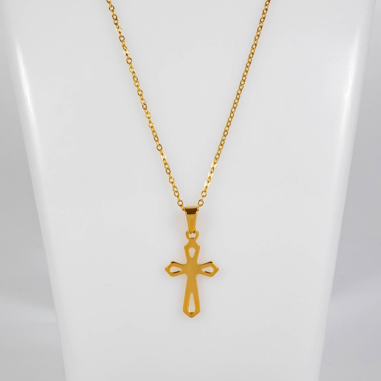 Wholesale 10Pcs 28mm Gold Cross Gothic Steel Pendant Chain Necklace