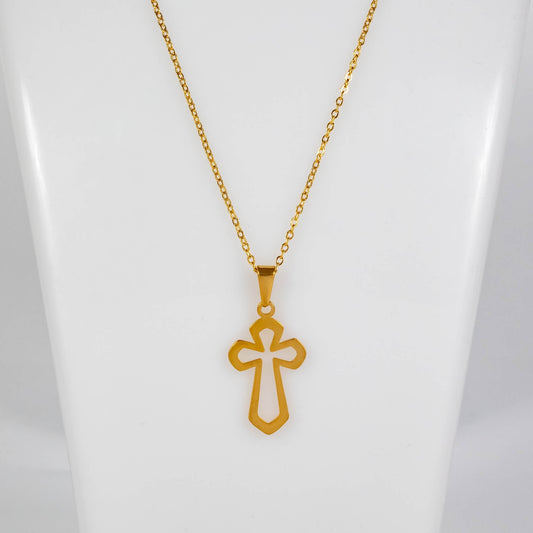 Wholesale 10Pcs 30mm Gold Cross Gothic Steel Pendant Chain Necklace