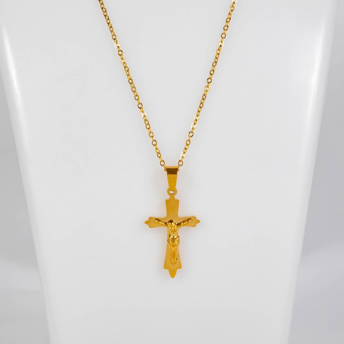 Wholesale 10Pcs 30mm Gold Crucifix Cross Gothic Steel Pendant Chain Necklace