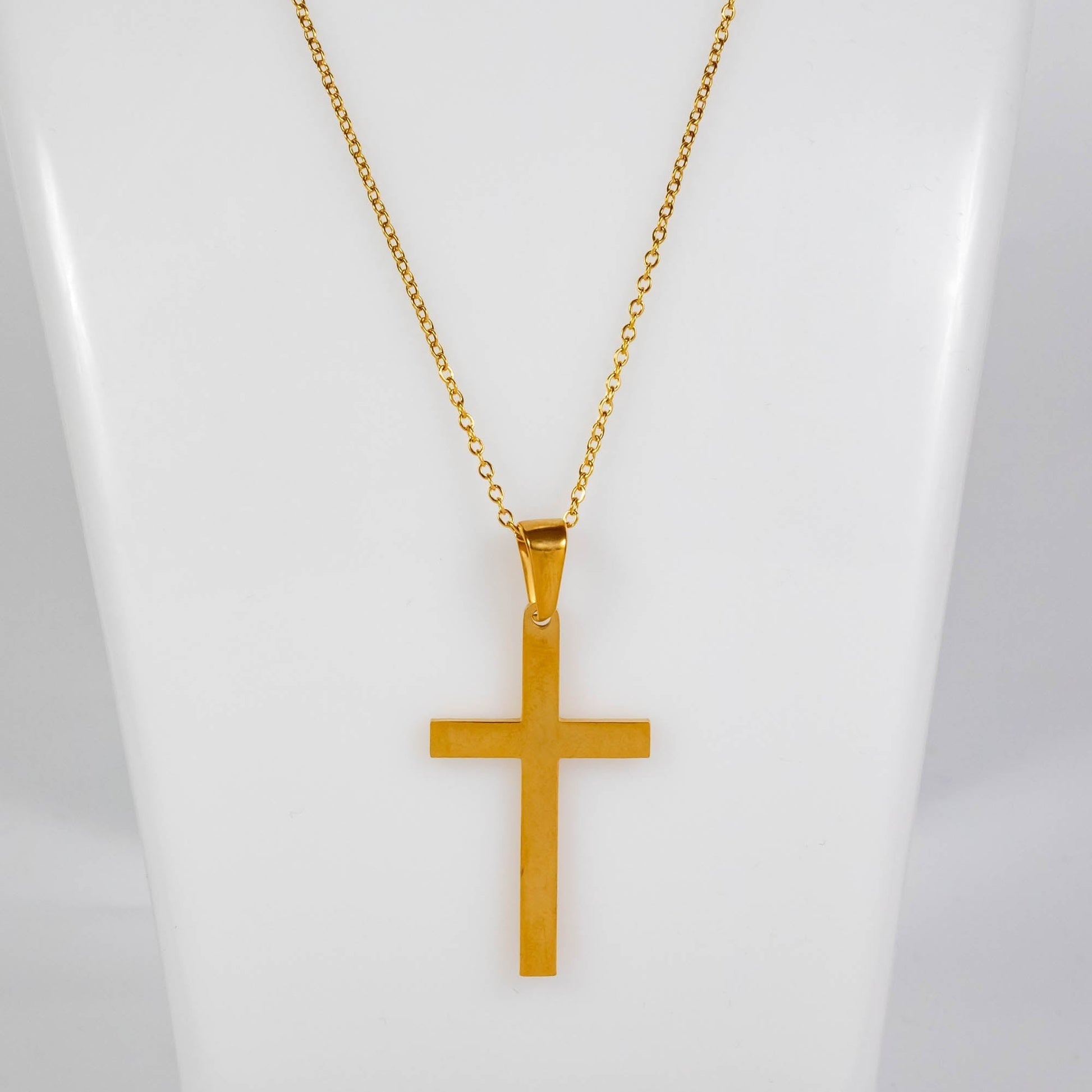 Wholesale 10Pcs 39mm Gold Latin Cross Gothic Steel Pendant Chain Necklace