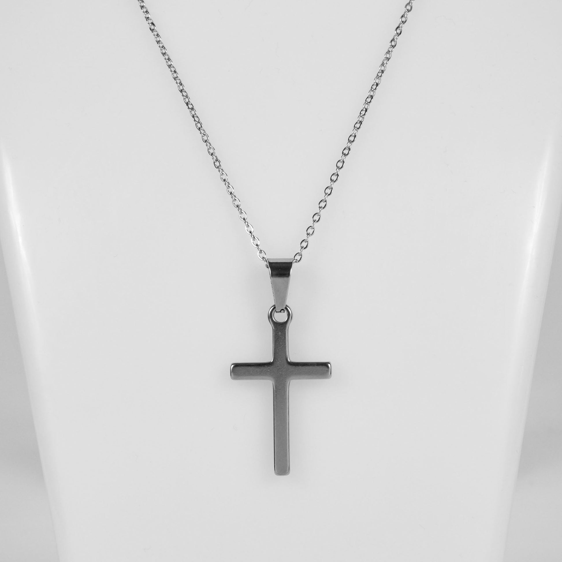 Wholesale 10Pcs 33mm Silver Cross Gothic Steel Pendant Chain Necklace