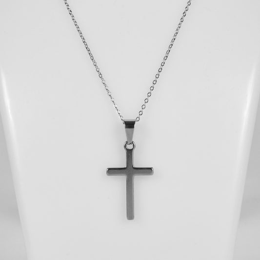 Wholesale 10Pcs 33mm Silver Cross Gothic Steel Pendant Chain Necklace