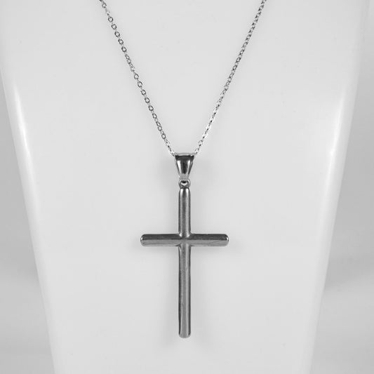 Wholesale 10Pcs 50.5mm Silver Cross Gothic Steel Pendant Chain Necklace