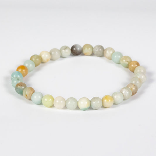 Wholesale 10Pcs Amazonite 6mm Round Bead Stretch Gemstone Bracelets