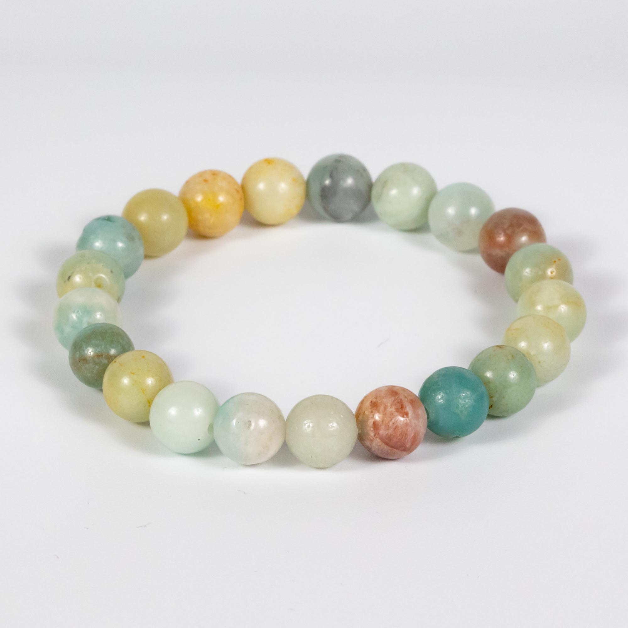 Wholesale 10Pcs Amazonite 8mm Round Bead Stretch Gemstone Bracelets