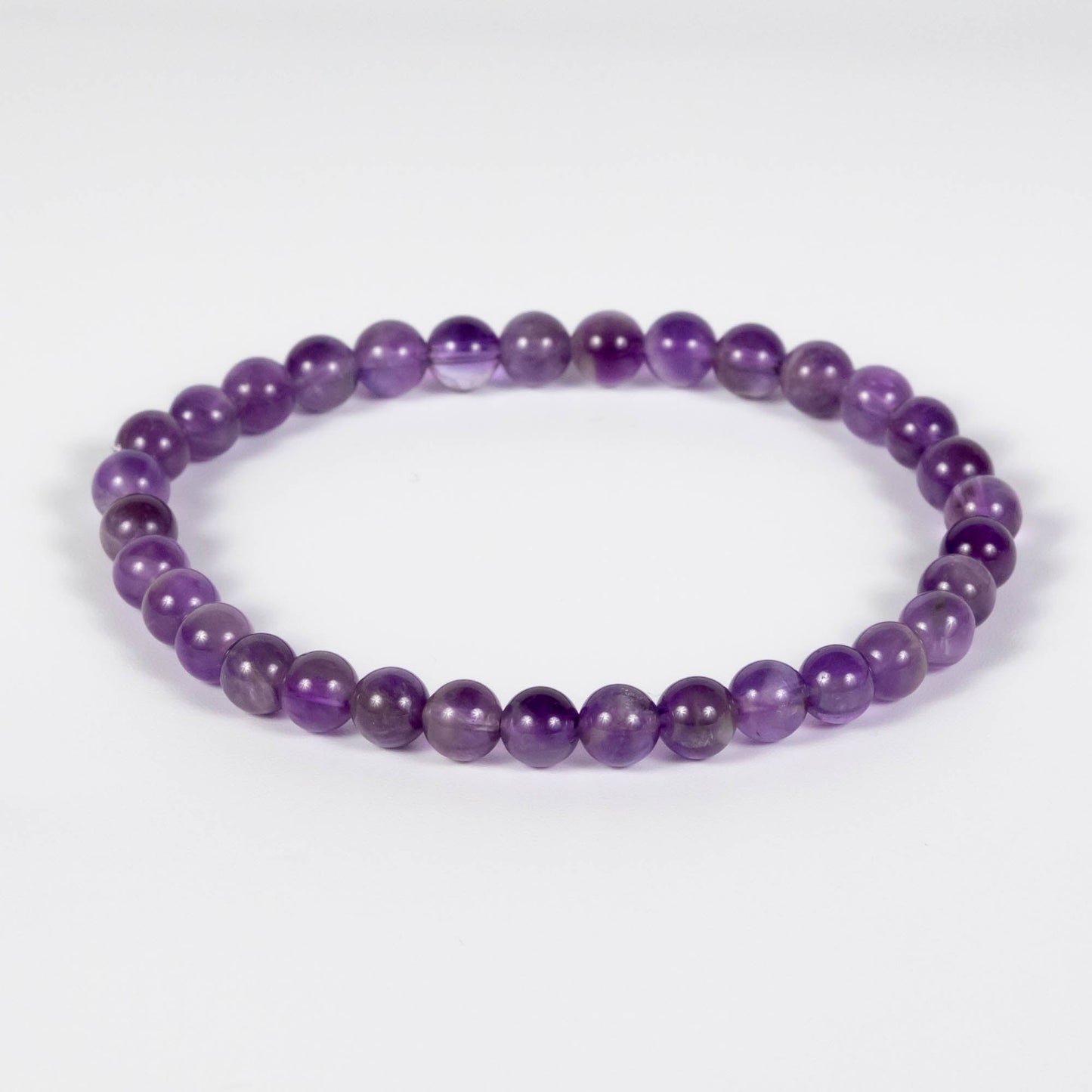 Wholesale 10Pcs Amethyst 6mm Round Bead Stretch Gemstone Bracelets