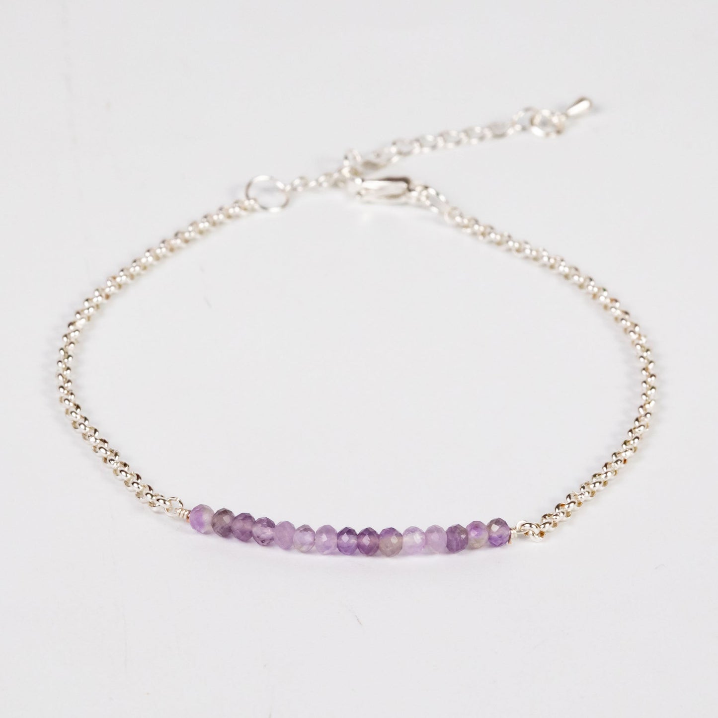 Wholesale 10Pcs Amethyst Bead Bracelet & Anklet, Stainless Steel Rolo Chain