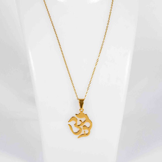 Wholesale 10Pcs Aum / Om Gold Meditation Spiritual Steel Pendant Chain Necklace