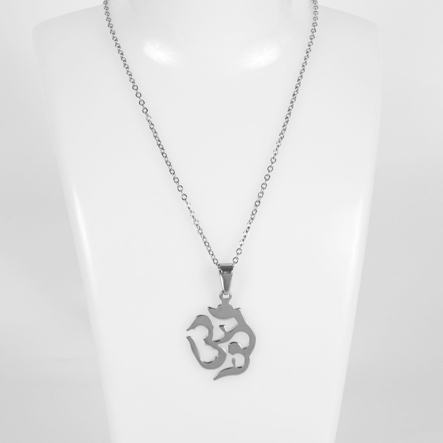 Wholesale 10Pcs Aum / Om Silver Meditation Spiritual Steel Pendant Chain Necklace