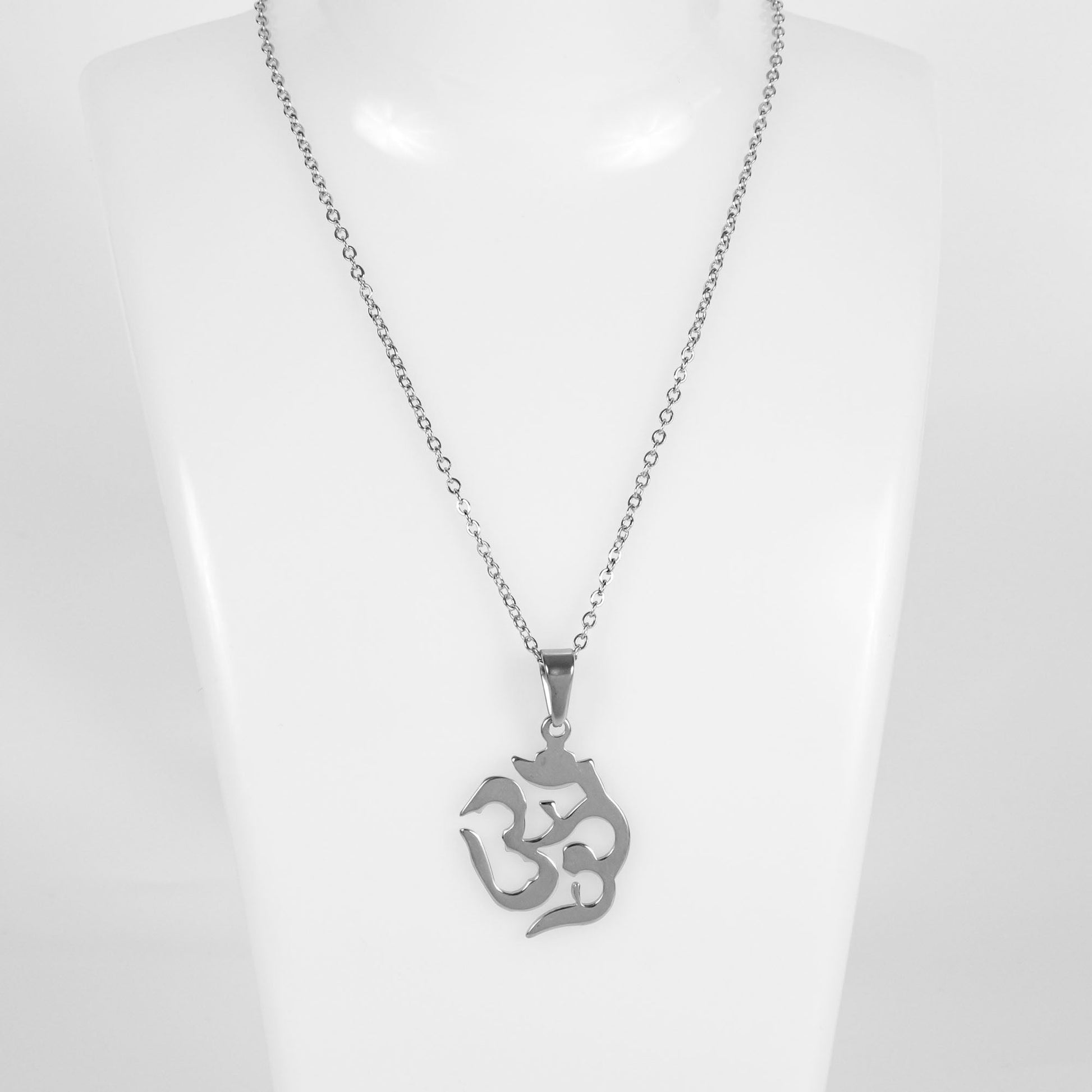 Wholesale 10Pcs Aum / Om Silver Meditation Spiritual Steel Pendant Chain Necklace