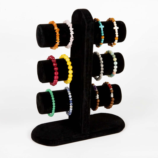 Wholesale Anklet & Bracelet Display, 3 Tier Black Velvet T-Bar Stand