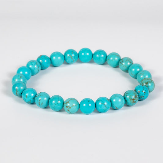 Wholesale 10Pcs Blue Howlite 8mm Round Bead Stretch Gemstone Bracelets