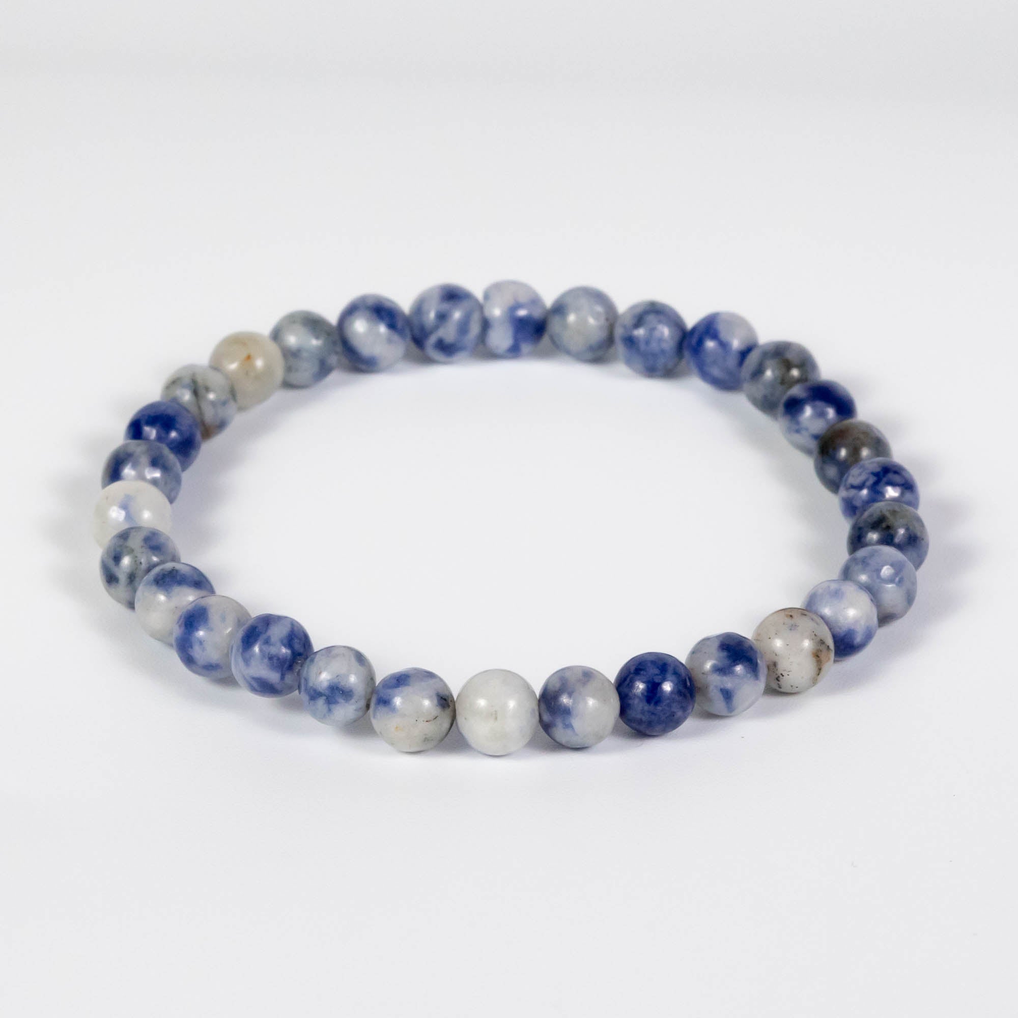 Wholesale 10Pcs Blue Spot Jasper 6mm Round Bead Stretch Gemstone Bracelets