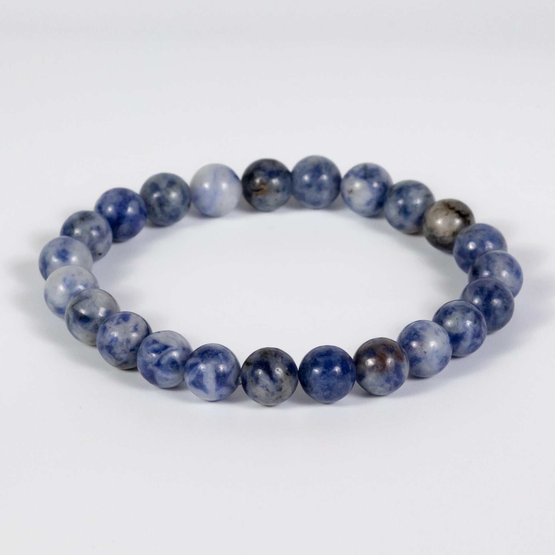 Wholesale 10Pcs Blue Spot Jasper 8mm Round Bead Stretch Gemstone Bracelets