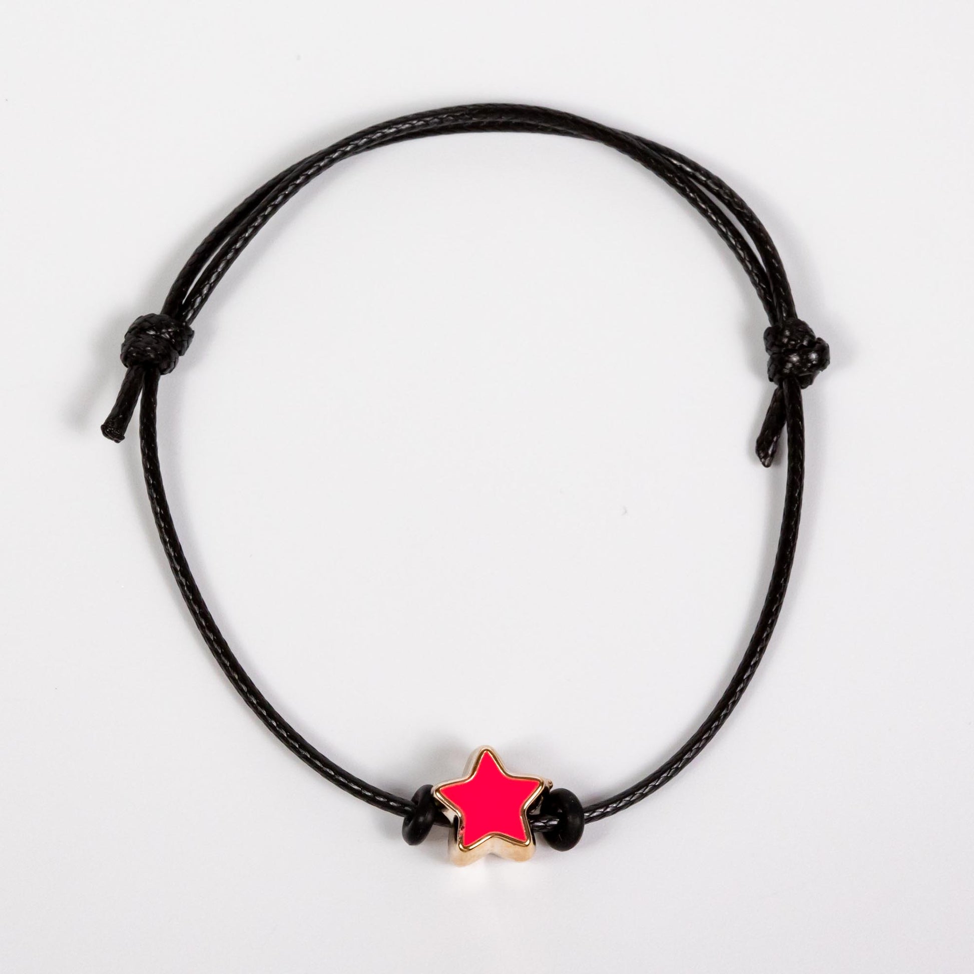 Wholesale 10Pcs Star Acrylic Charm Bracelet, Black Cord - Mixed Colour