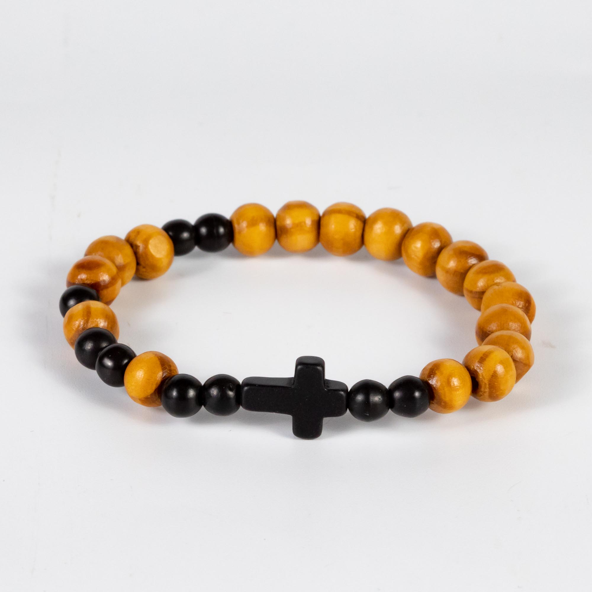 Wholesale 10Pcs Black Turquoise Cross Bracelet, Wood Beads