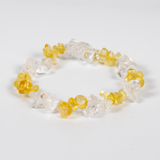 Wholesale 10Pcs Citrine & Crystal Quartz Gemstone Chip Bracelet