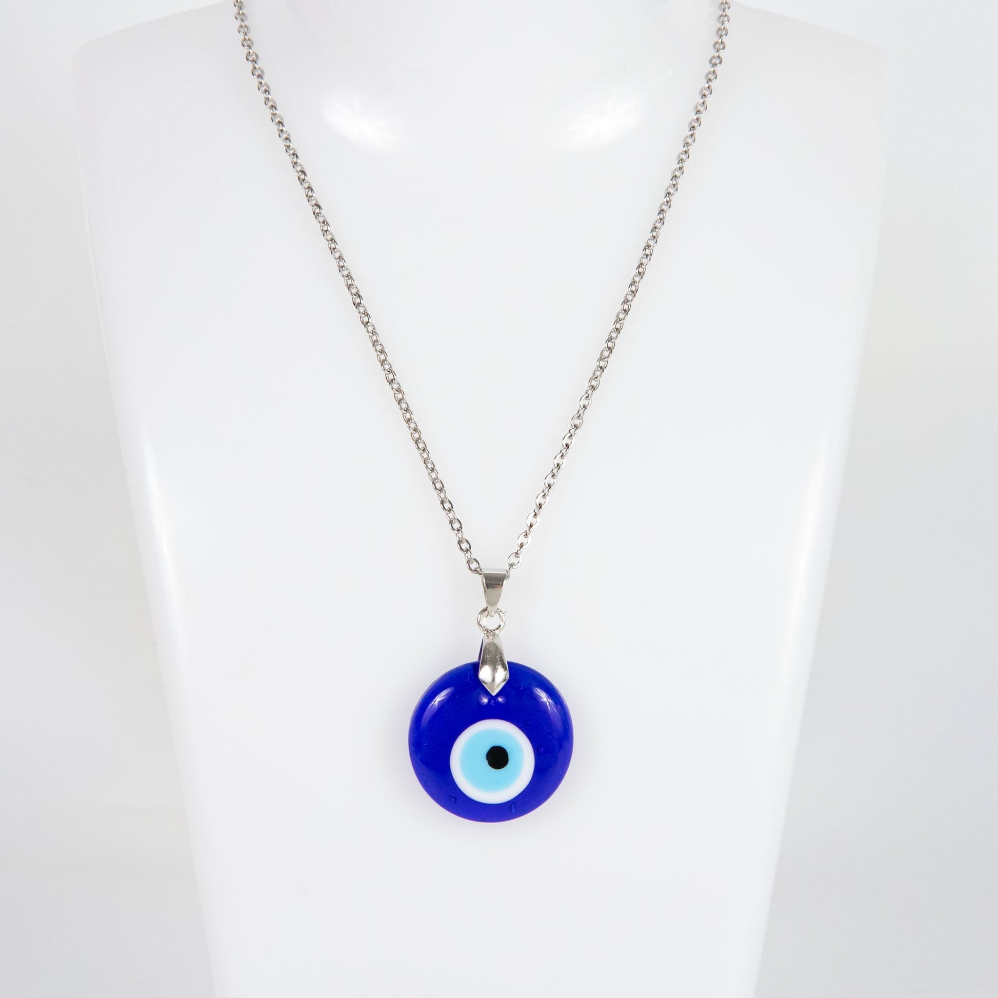 Wholesale 10Pcs Evil Eye Glass Lampwork Pendant Silver Steel Chain Necklace