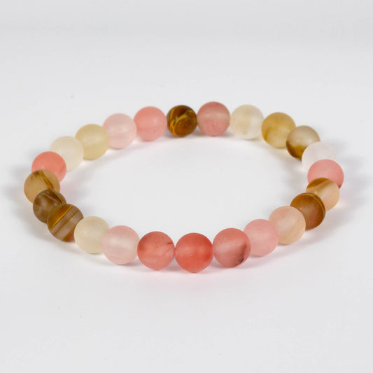 Wholesale 10Pcs Frosted Tigerskin Glass 8mm Round Bead Stretch Gemstone Bracelets