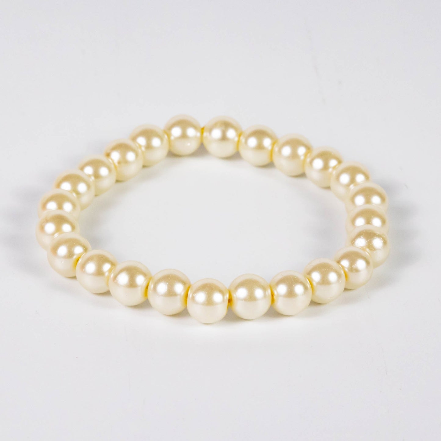 Wholesale 10Pcs Glass Pearl White 8mm Round Bead Bracelets