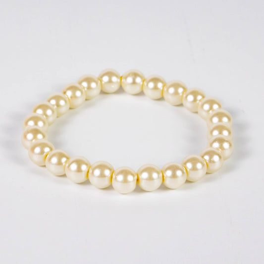 Wholesale 10Pcs Glass Pearl White 8mm Round Bead Bracelets