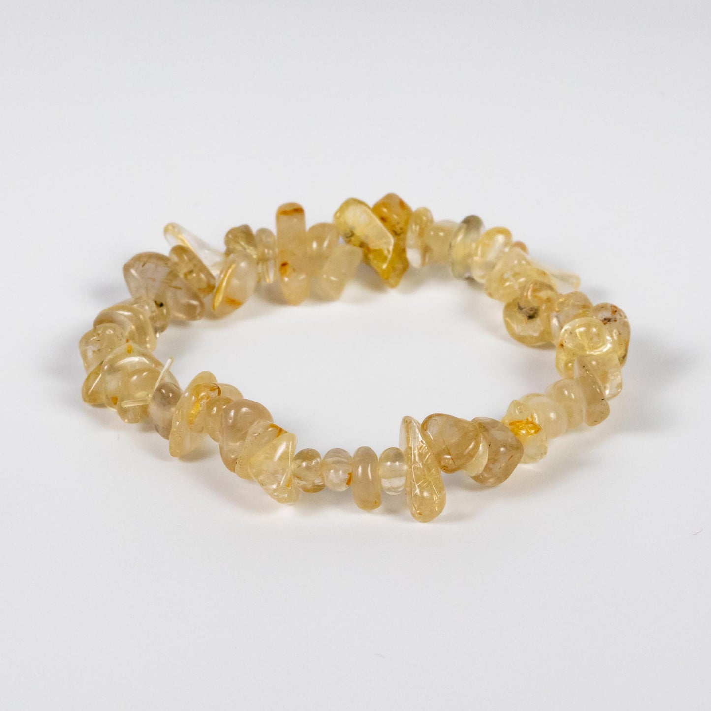 Wholesale 10Pcs Gold Rutilated Quartz Gemstone Bracelet, Stretch Chip