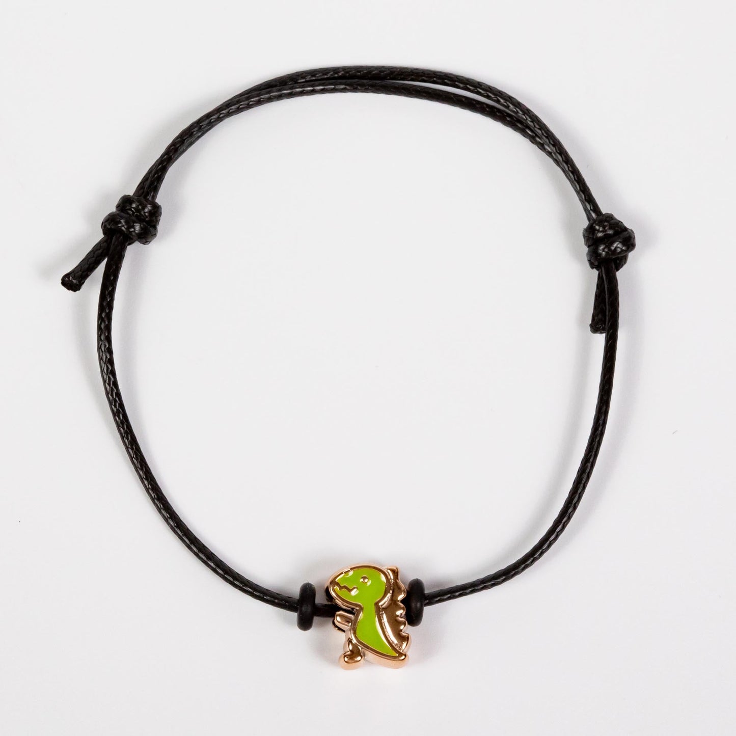 Wholesale 10Pcs Dinosaur Acrylic Charm Bracelet, Black Cord - Mixed Colour