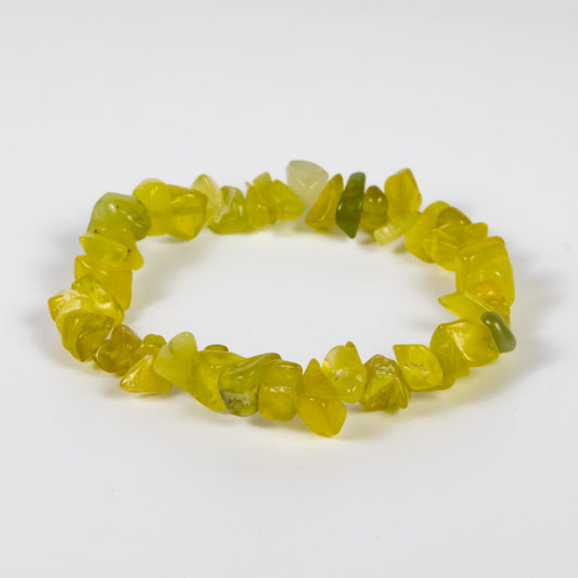 Wholesale 10Pcs Green Jade Gemstone Bracelet, Beaded Stretch Chip Stone