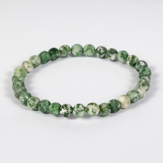 Wholesale 10Pcs Green Spot Jasper 6mm Round Bead Stretch Gemstone Bracelets