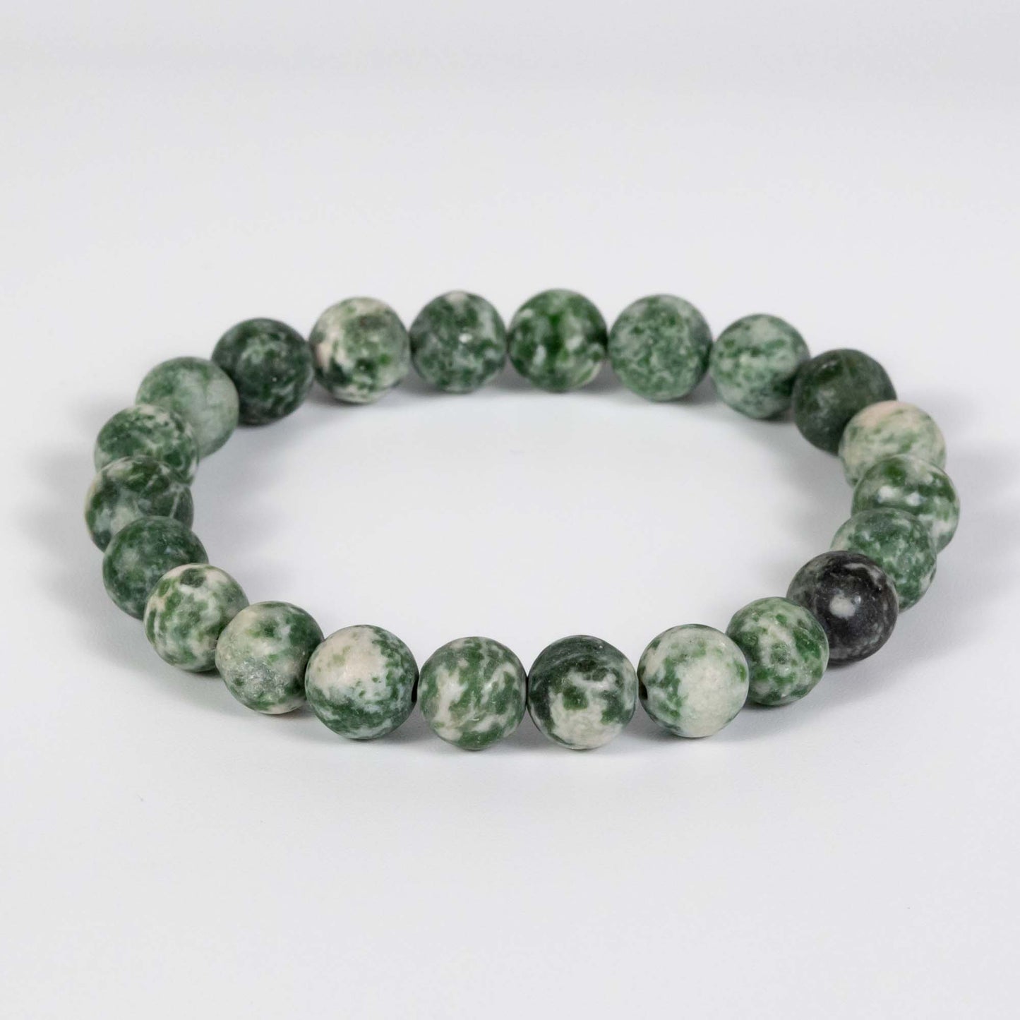 Wholesale 10Pcs Green Spot Jasper 8mm Round Bead Stretch Gemstone Bracelets