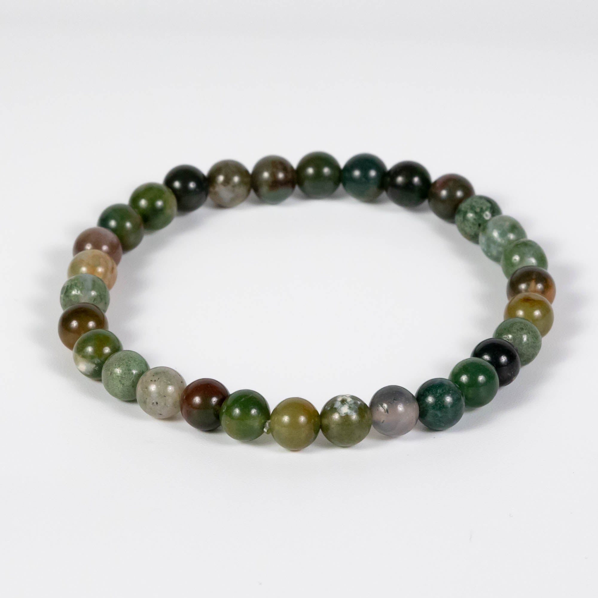 Wholesale 10Pcs Indian Agate 6mm Round Bead Stretch Gemstone Bracelets