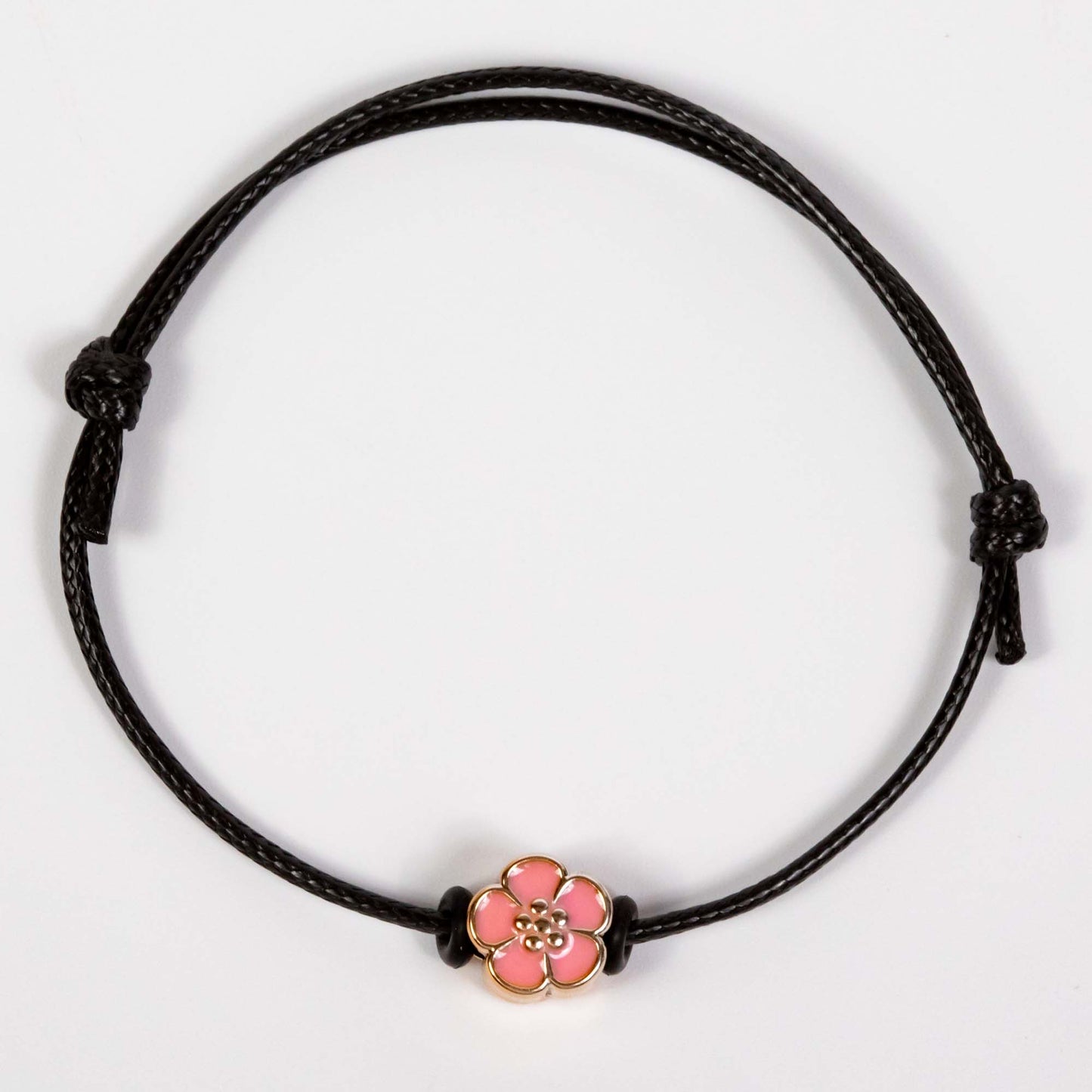 Wholesale 10Pcs Flower Acrylic Charm Bracelet, Black Cord - Mixed Colour