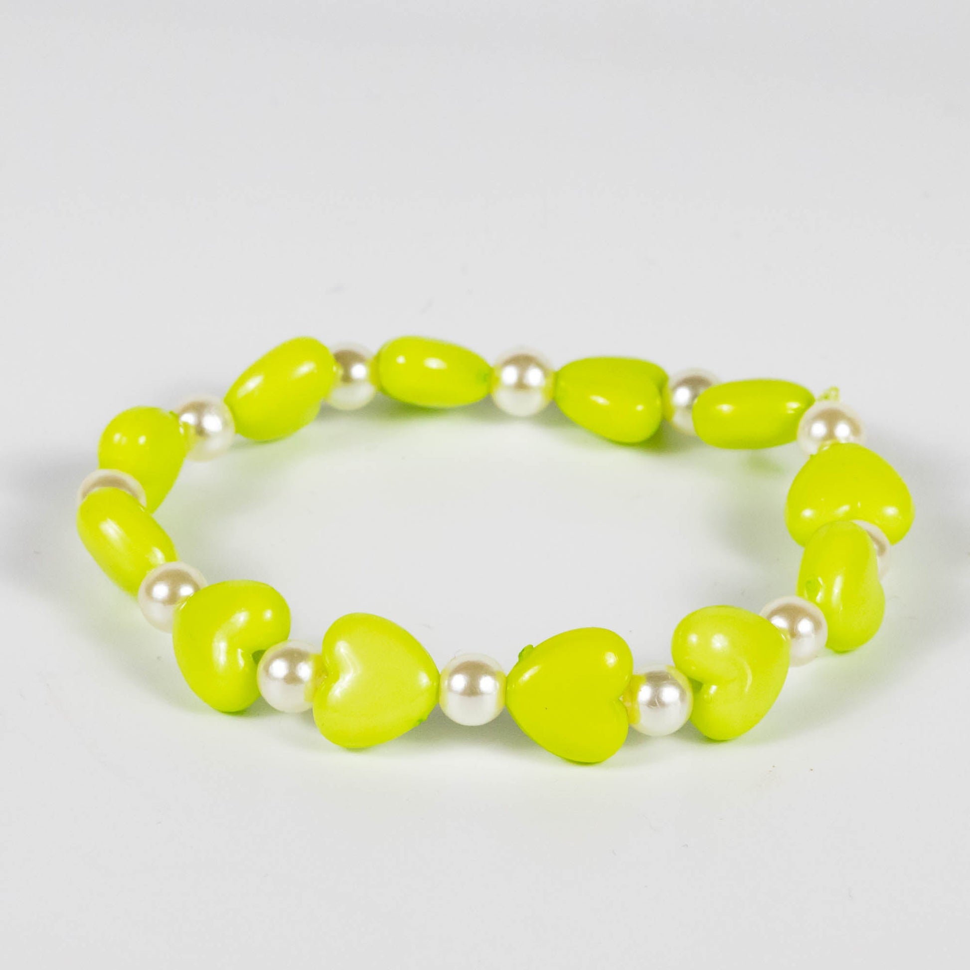 Wholesale 10Pcs Hearts Shaped Acrylic Pearls Bracelet, Mixed Colour