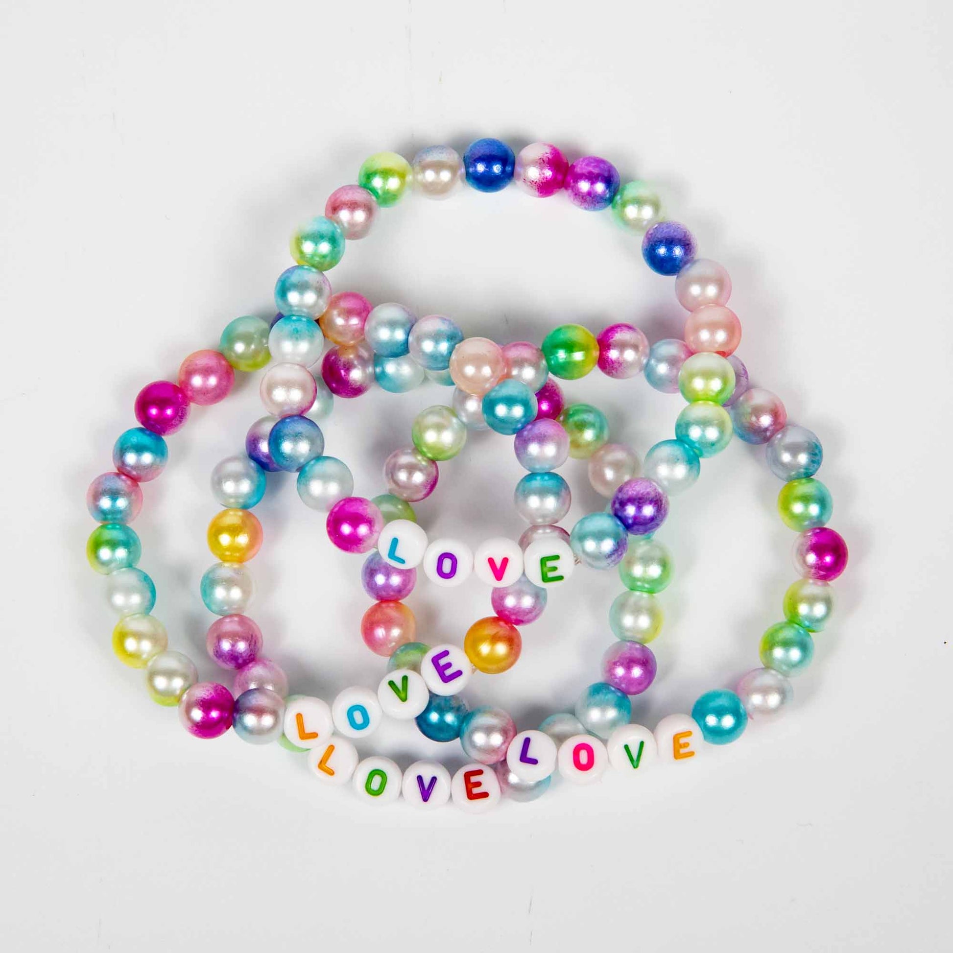 Wholesale 10Pcs Love Charm Pendant Bracelets With Acrylic Beads, Mixed Colour