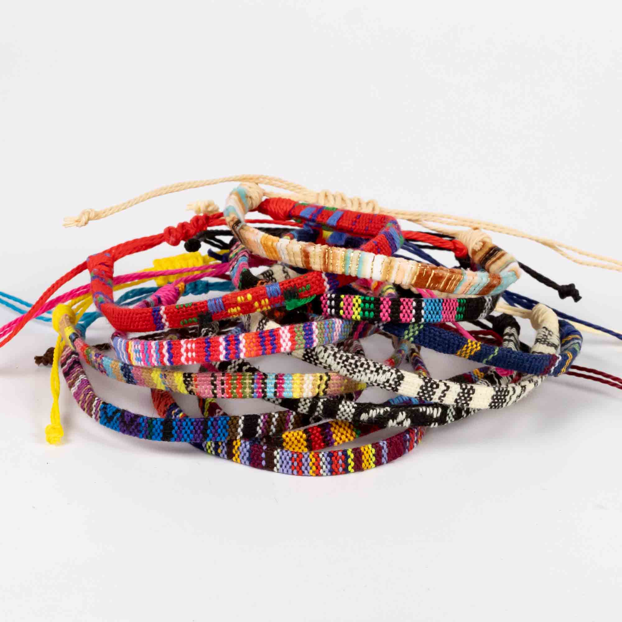 Wholesale 10Pcs Cotton Boho Braided Cord Bracelet & Anklet - Mixed Colour