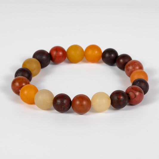 Wholesale 10Pcs Brown Mixed Gemstone 10mm Round Bead Gemstone Bracelet