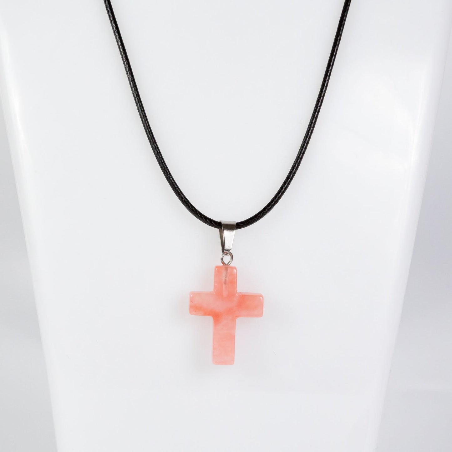 Wholesale 10Pcs Cherry Quartz Gemstone Cross Pendant Cord Necklaces