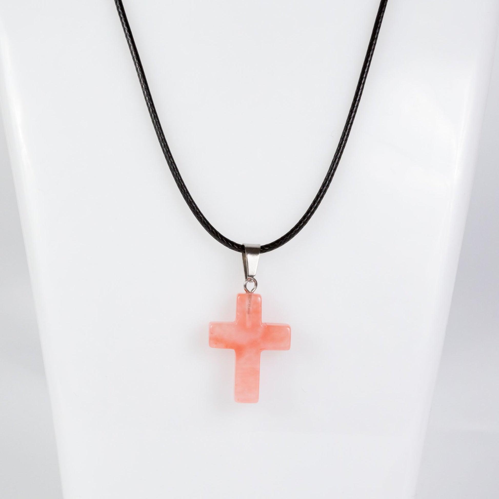 Wholesale 10Pcs Cherry Quartz Gemstone Cross Pendant Cord Necklaces