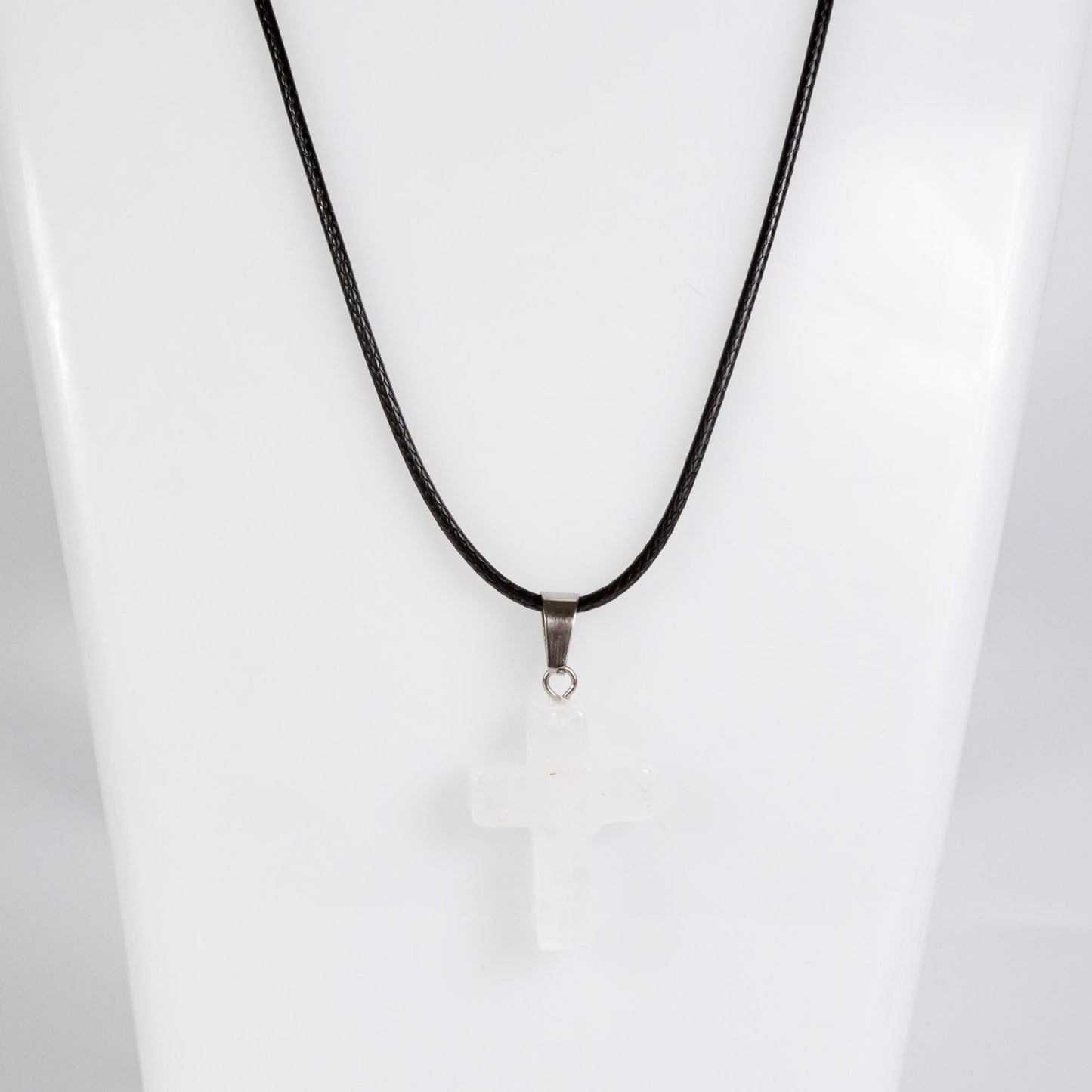 Wholesale 10Pcs Crystal Quartz Gemstone Cross Pendant Cord Necklaces